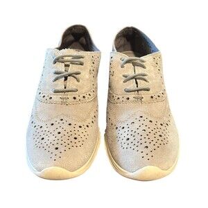 Cole Haan ZeroGrand Wingtip Oxford Sneaker  Women's Size 7  Gray Suede Shoes